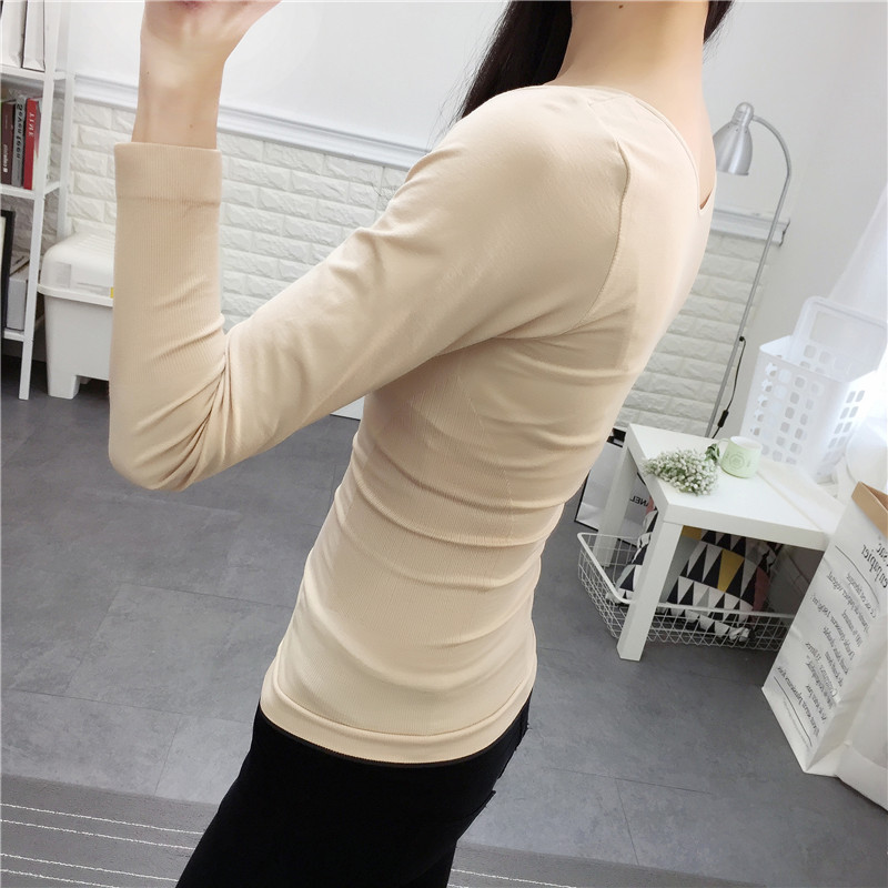 Áo cổ rộng cạp cao tay dài chạm đáy da màu sắc đồ lót nhiệt áo len cotton mùa thu đông cộng với áo nhung bó sát quần áo mùa thu áo thu đông nam