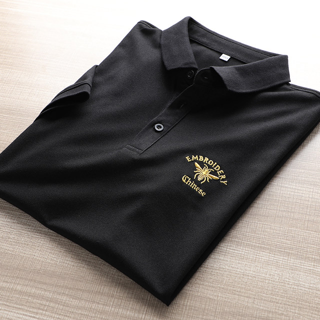 Light luxury ~ business! Exquisite bee embroidery 2020 spring and summer new style simple business casual short-sleeved POLO shirt trend