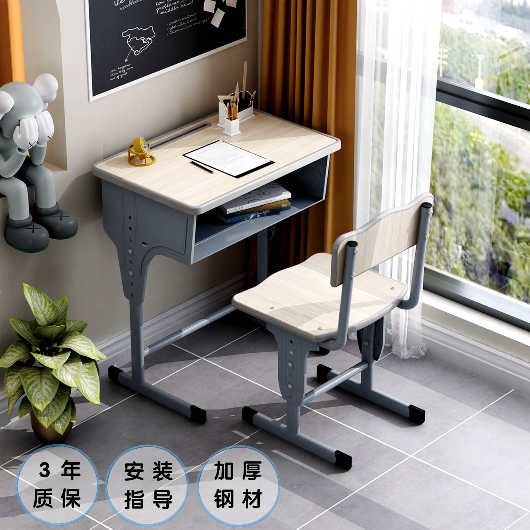 School Classroom desks and chairs Children's training desk Desks Tutoring Class Study Desk Suit Home