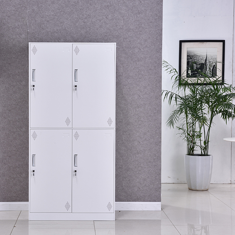 Steel four-door disassembly narrow side pure white locker Multi-door cabinet Employee storage cabinet locker Bath change wardrobe