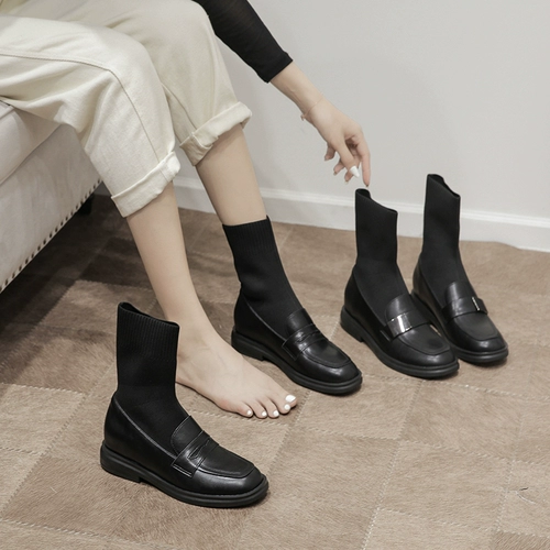 Martens, обувь для кожаной обуви в английском стиле, высокие универсальные демисезонные эластичные короткие сапоги, в британском стиле, из натуральной кожи