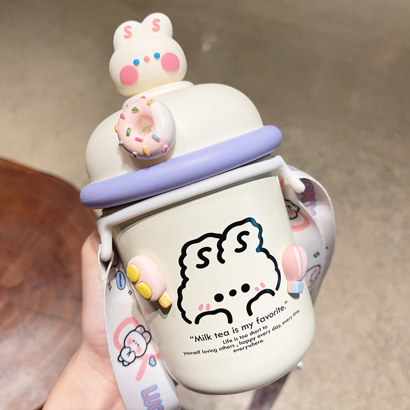 Cute Small Children Insulation Cup 316 Food Grade Stainless Steel Cup Children Creative Ins Wind Cuddling Bag Water Glass Portable