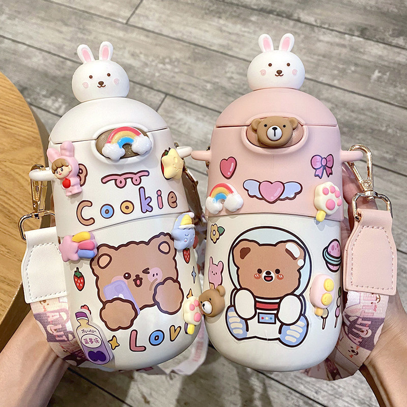 High face value student insulated cup large capacity kettle portable to school special water glass children drink water glass children cute