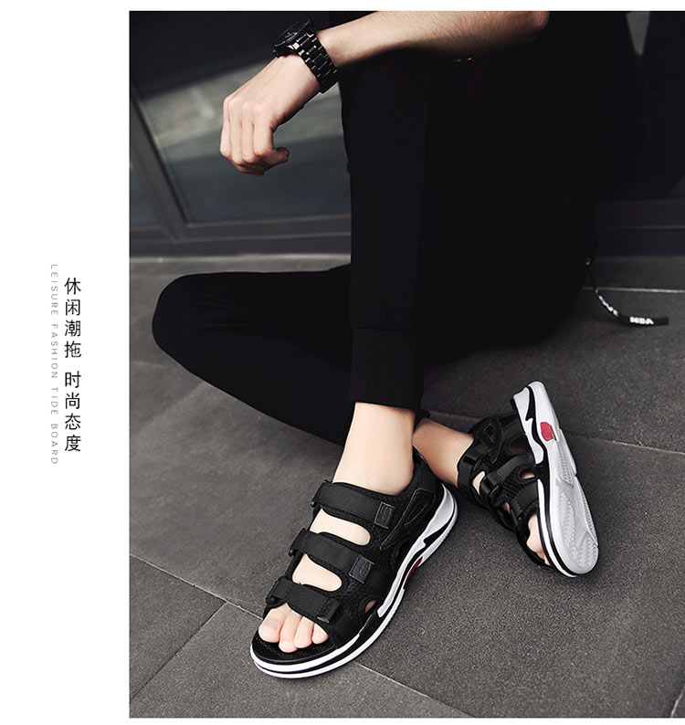 Lei Xiang xu hướng dép nam in siêu lửa thể thao bãi biển Sinh viên Hàn Quốc hoang dã nhẹ giày cũ dép quai hậu adidas