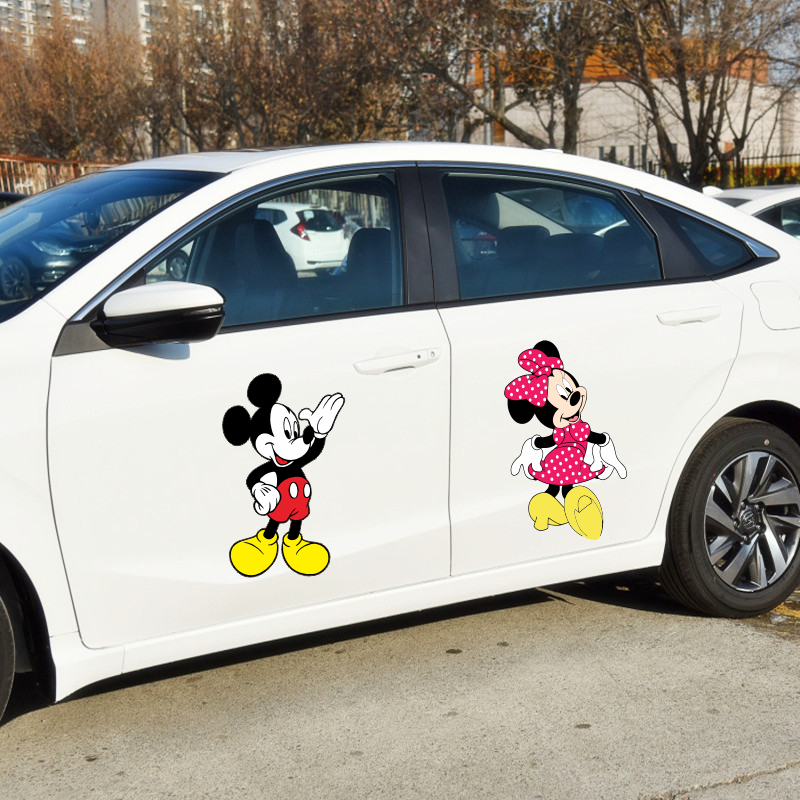 Car stickers Mickey Mouse Mickey Minnie body door stickers scratches cover bumper pull flower decorative car stickers