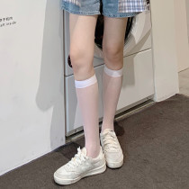 Transparent calf socks white stockings Children jk tube socks thin white silk tube socks Summer thin half tube stockings