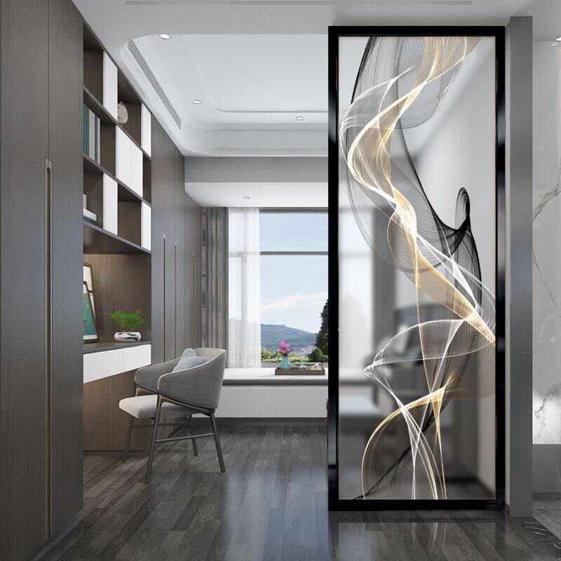 Light luxury modern minimalist glass screen partition wall living room Nordic decoration Bedroom blocking entrance entrance small apartment