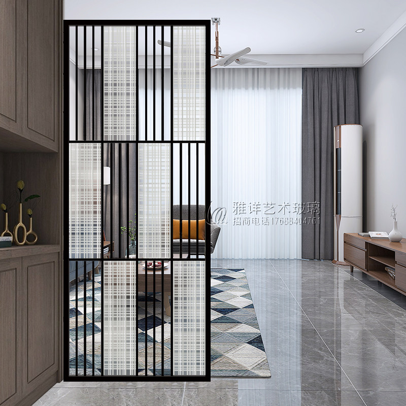 Modern minimalist art Glass screen Living room Bedroom Double face decoration Xuanguan Partition Wall Dry Wet Area Separation Aisle