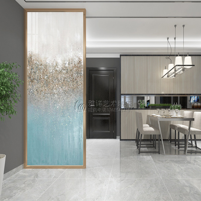 New modern simple art glass partition wall decoration living room entrance bathroom dry and wet area separation and obstruction