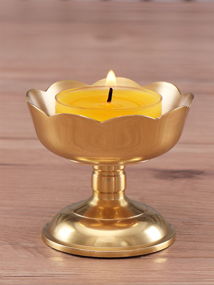 铜烛台 家用莲花蜡台 酥油蜡烛底座纯铜佛灯佛前供灯供奉油灯灯盏