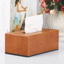 Janeouya plain rectangular PU leather tissue box creative drawing box wooden paper box living room household