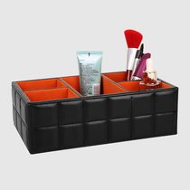 Janeouya creative five-grid remote control box Leather wooden office desktop cosmetics tool storage box