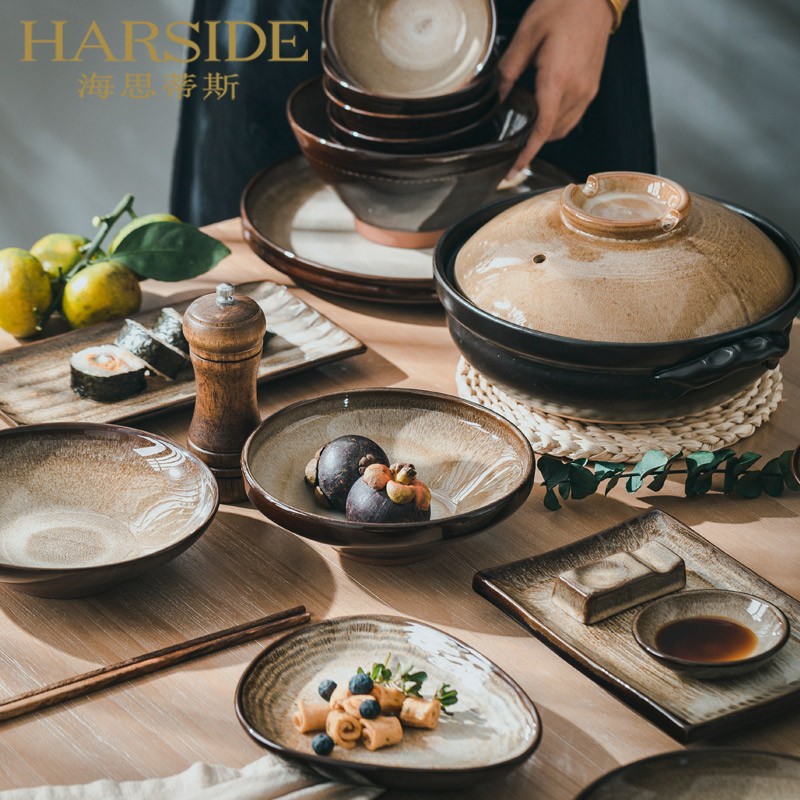 Histis Chinese dish set household high-end Jingdezhen Zisha kiln becomes tableware combination high-end porcelain