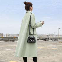 Handmade double-sided cashmere coat womens long model 2021 Autumn New Korean version of high-end temperament woolen jacket