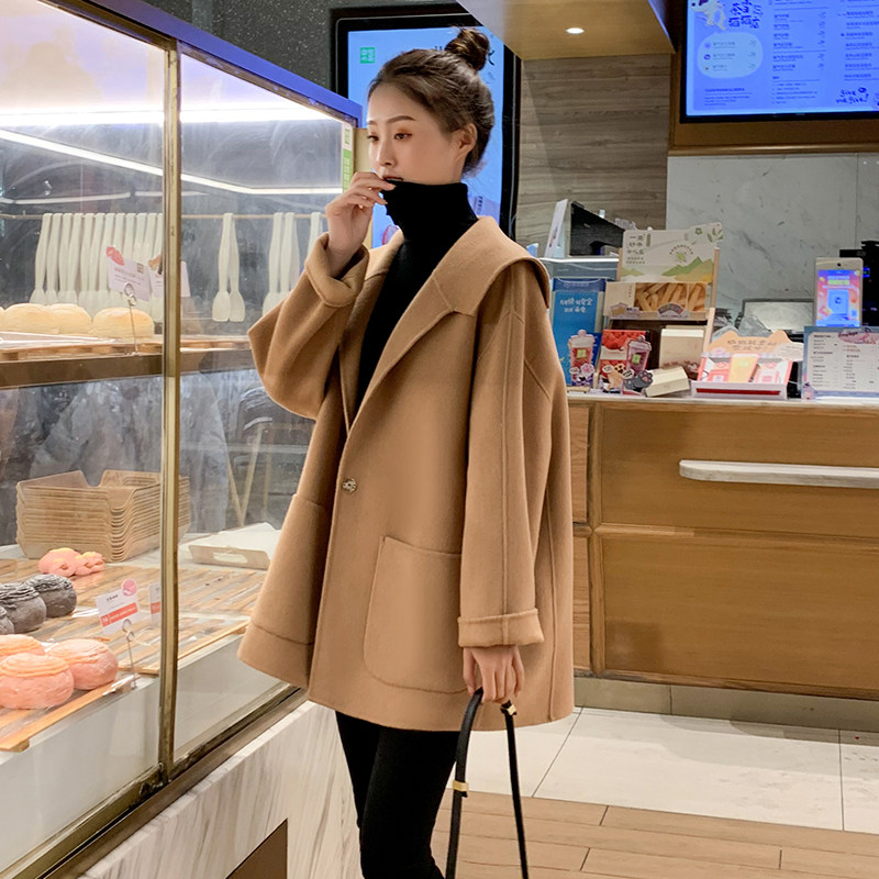 Small double-faced cashmere overcoat women's short autumn/winter 2020 new Korean high-end loose cloak woolen coat