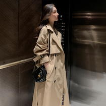 Khaki windbreaker women long knee 2021 Spring and Autumn new premium card double-breasted fashion casual coat