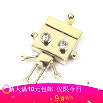 Bag accessories cute robot lock metal switch buckle lock hardware handbag bag female DIY handmade accessories