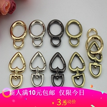 Luggage hardware accessories hook opening heart shaped spring ring 6 points connecting buckle heart shaped opening ring inner diameter 2cm