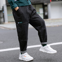 Boy pants in big children Jeans 8 Spring and Autumn 9 children 2021 New Korean tide boy 10 thin model 12 years old 14
