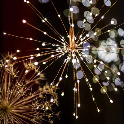 Explosive fireworks lights led copper wire lights starry stars stars lights solar decorative lights outdoor courtyard hanging lights