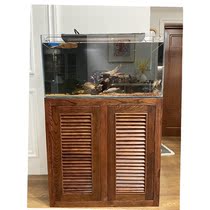 Old elm solid wood fish tank bottom cabinet set cylinder living room ultra-white fish tank grass tank sea tank Arowana tank cabinet customization