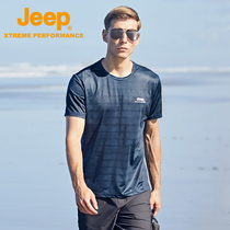 jeep gip summer loose big code short sleeve T-shirt speed dry jersey round collar outdoor mens sweat sweatshirt sports sweatshirt