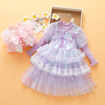 Autumn and winter dress little girl Lolita tutu skirt girl childrens sweater dress princess dress child Frozen dress
