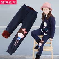 Winter new 8 little girls 9 plus velvet thick leggings 7 girls 6 boots pants 5 children warm cotton pants 10 years old