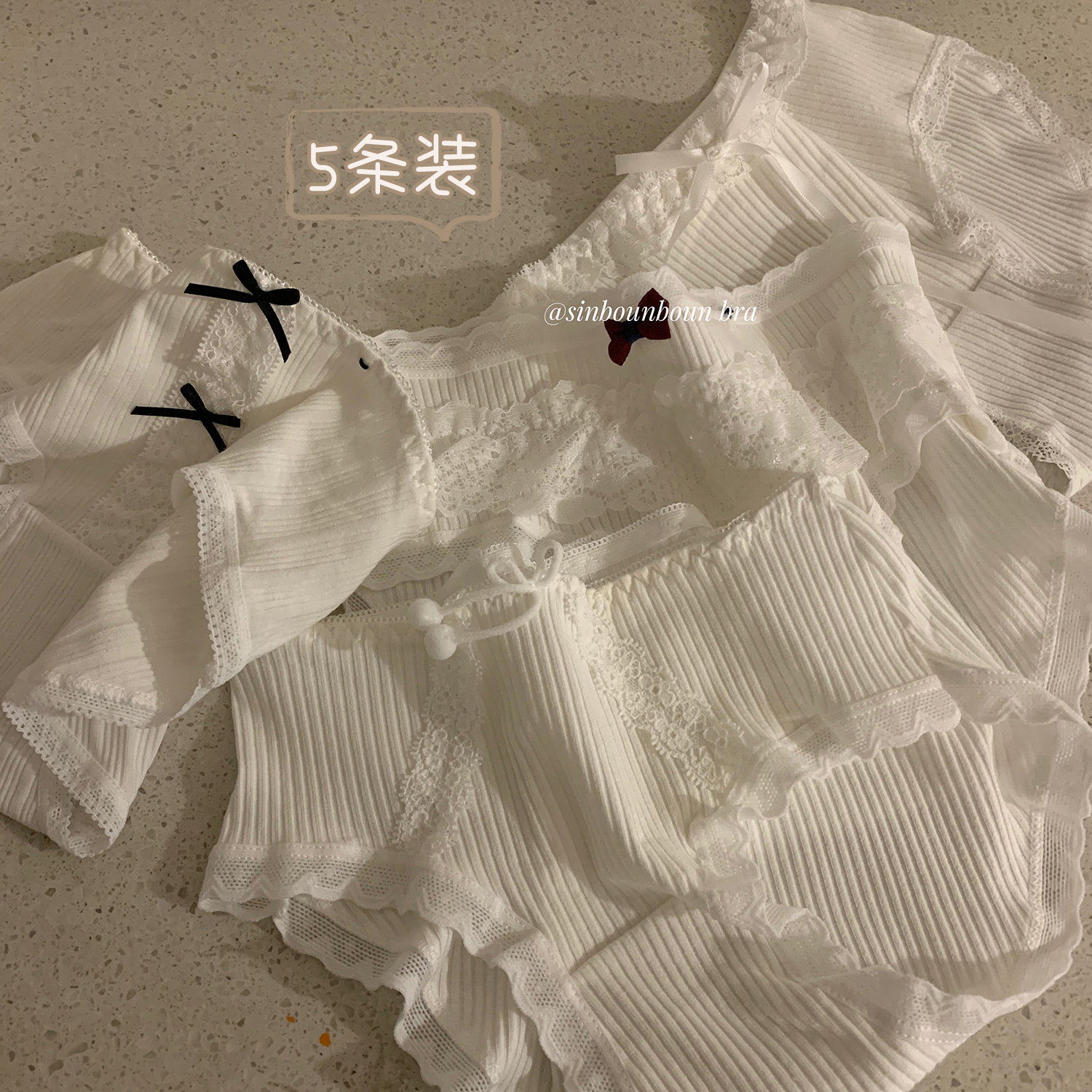 Xinbang help Bra Japanese sweet lace bow vertical pattern student panties women's mid-rise stretch cotton briefs