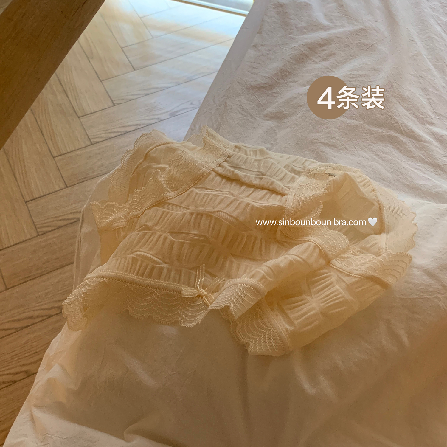 Xinbang help Bra girl lace edge pleated solid color mid-rise panties women comfort breathable cotton crotch briefs