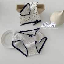 Xin help Bra pastoral style girl printing students cotton breifs waist cute lace underwear women Cotton
