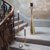 British Tom Dixon Stone floor-standing candlestick Stone side table with a few brass light luxury ins model room