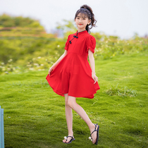 Girls dress summer dress 2021 new childrens summer dress Hanfu girl western style princess dress summer cheongsam skirt