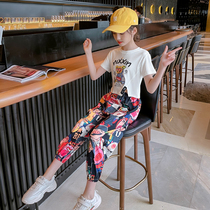 Girls net red suit summer 2021 new childrens foreign style thin summer middle and large children fashionable short-sleeved two-piece suit