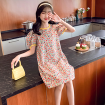 Girls dress summer dress 2021 new foreign style net red girl summer floral skirt children summer princess dress