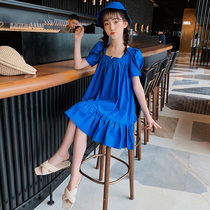 Girls  skirts 2021 summer new Korean version of childrens foreign style small fresh thin princess dress large childrens dress