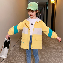 Girls spring coat 2021 new childrens clothing Childrens foreign style spring and autumn wind coat girls net red top Parker suit