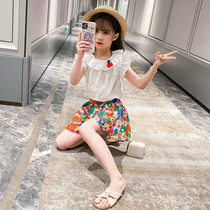 Girls  suit 2021 new summer clothes net red Zhongda childrens little girl foreign summer sports two-piece set trend