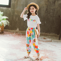 Girls summer suit 2021 new childrens summer sports big childrens clothing girls Korean version of foreign style fashion net red tide