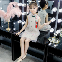 Girls Chinese style dress summer dress 2021 new style little girl cheongsam super fairy hanfu net red princess dress childrens clothing