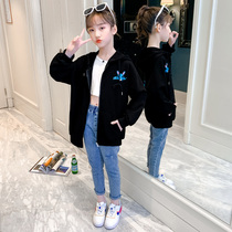 Girls  jackets spring 2021 new Korean version of the foreign style net red childrens clothing spring and autumn large and medium childrens hooded tops tide
