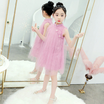 Girls Hanfu dress foreign style net red summer dress 2021 new spring dress childrens princess dress spring and autumn costume