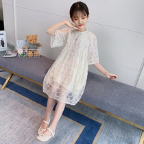 Girls dress summer dress 2021 new Korean version of the childs foreign princess dress big child summer net red girl skirt