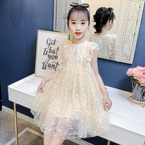 Girls dress summer dress 2021 new foreign style summer childrens clothing small fairy wind princess skirt yarn skirt childrens skirt