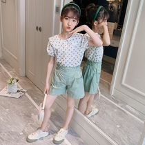 Childrens clothing girls  suit summer 2021 new middle and large childrens summer childrens foreign style little girl two-piece set 12 years old 10