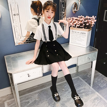 Girls suit summer dress 2021 new childrens dress western style dress college style suit summer girls two-piece suit tide