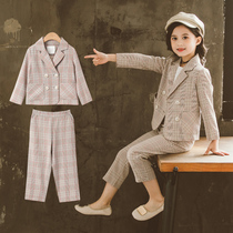 Girls  suit spring 2021 new net red childrens spring and autumn foreign style fashion Korean version of the suit two-piece suit
