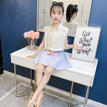 Net Red girls summer suit 2021 foreign style new college childrens summer clothes girls sports two-piece set