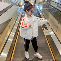 Girls  jackets spring 2021 new Korean version of the foreign style in the big childrens windbreaker girls hip-hop wind jacket cardigan tide