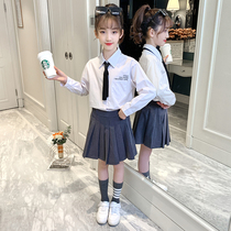 Girls suit Little girl jk uniform college style 2021 spring new spring childrens skirt shirt two-piece set